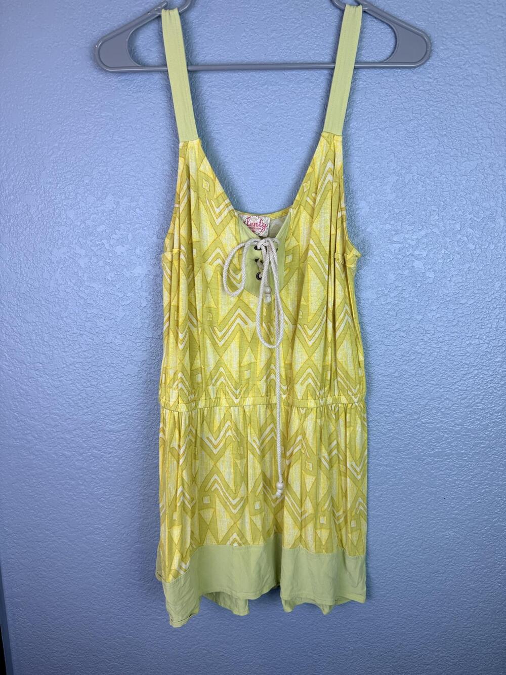 Plenty By Tracy Reese Dress Womens Medium Yellow Geometric Lace Up Tank Sundress